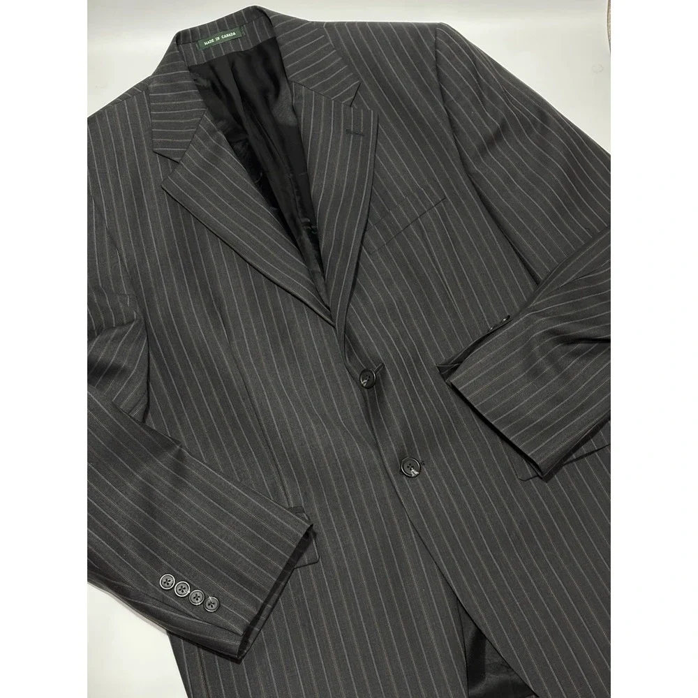 Lauren Ralph Lauren Blazer‎ Mens 40R Grey Pinstripe Wool Two-Button Suit Jacket